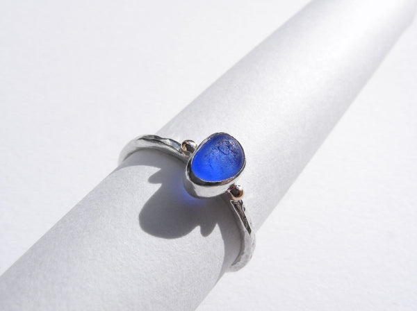 Bristol Blue sea glass treasure ring SIZE L
