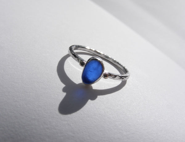 Bristol Blue sea glass treasure ring SIZE L