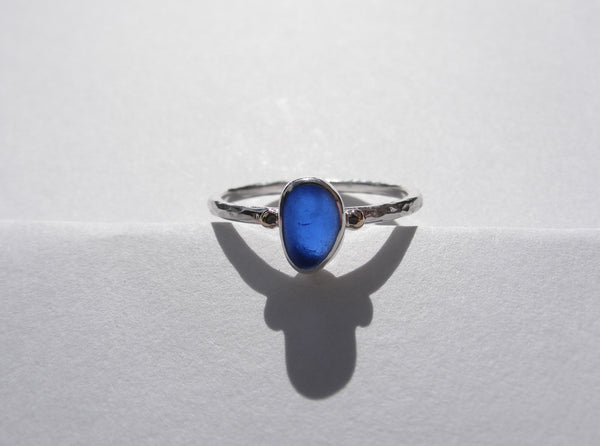 Bristol Blue sea glass treasure ring SIZE L