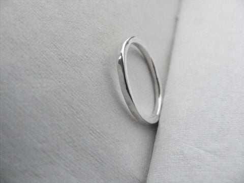 Solid Silver Square Hammered Stacking Ring