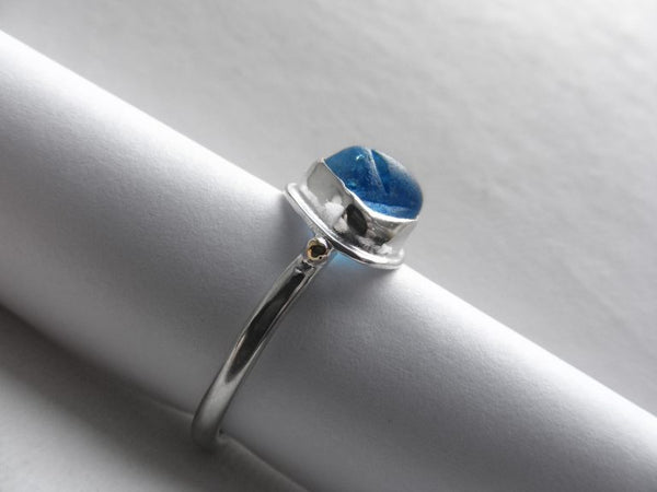 Iceberg Bezel Set Blue Cobalt and Cornflower Sea Glass Silver Ring