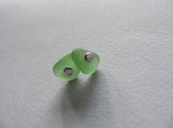 Sea glass silver stud earrings various colours