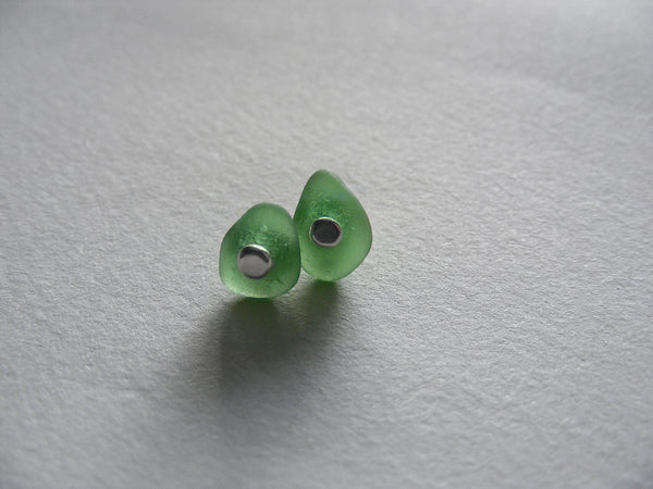 Sea glass silver stud earrings various colours